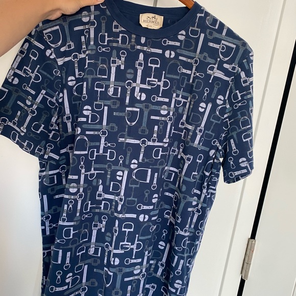 SOLD!!! Hermes Cotton Navy Blue T-Shirt for Men size XXL - Picture 12 of 13